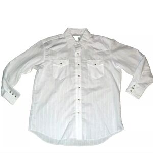 Wrangler 90s Vintage Mens Pearl Buttons White Long Sleeve Shirt sz. XL New
